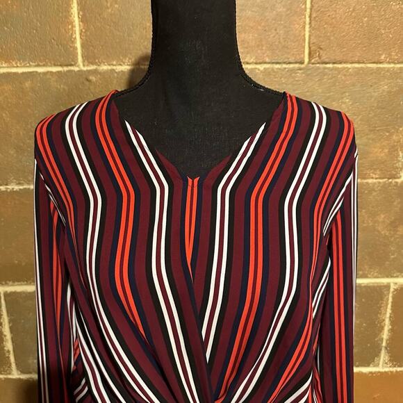 Express Red Stripe Twist Career Top Blouse Women's S Small - Picture 3 of 8